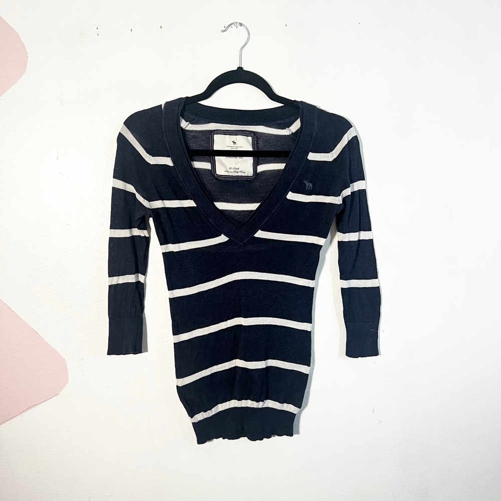 Vintage y2k Abercrombie Fitch Top XS Blue Striped Bella Swan Elena Gilbert